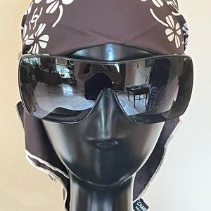 Chanel Shield Sunnies with Quilted Logo Arms in Black New with Pouch Sunglasses